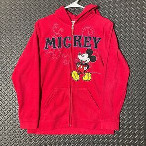 Vintage Disney Mickey Mouse Embroidered Red Full Zip Fleece Hoodie Women's Sz‎ S